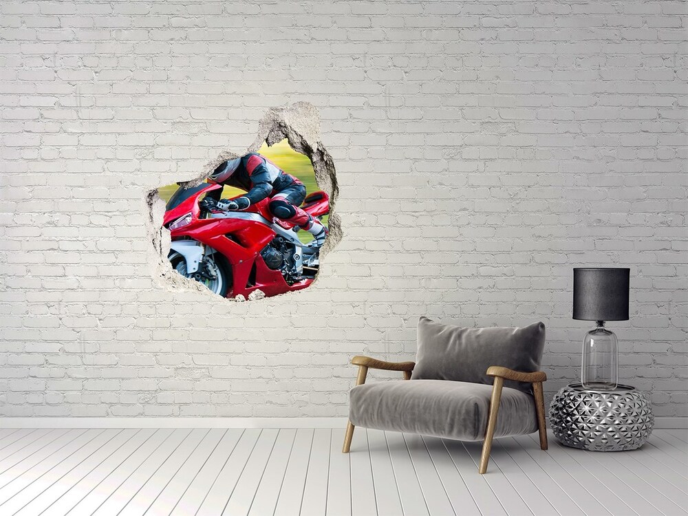 Hole in the wall sticker Motorbike