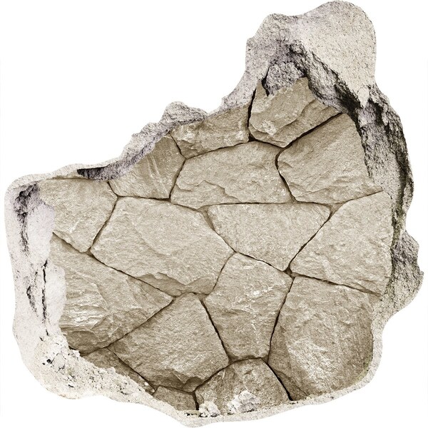 Hole wall sticker Broken wall with stones