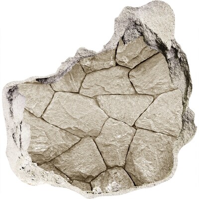 Hole wall sticker Broken wall with stones