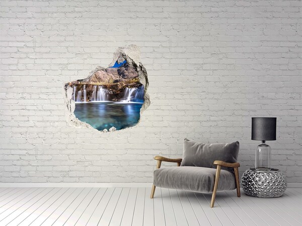 Hole wall sticker Waterfall in the mountains