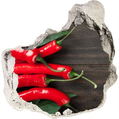 Hole in the wall decal Chili peppers in a damaged wall