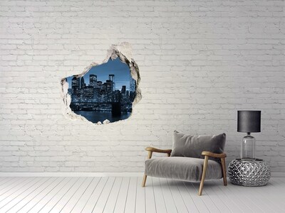 3D wall hole View of New York at night