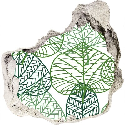 Hole wall sticker Green leaves pattern