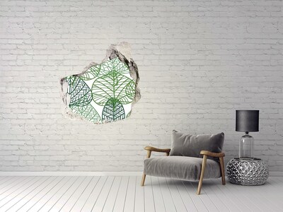 Hole wall sticker Green leaves pattern