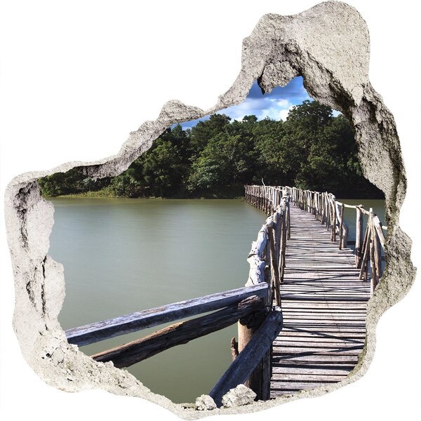 3D wall hole A bridge over the water