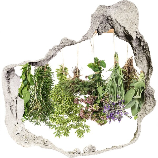 3D wall hole wallpaper Herbs on a string