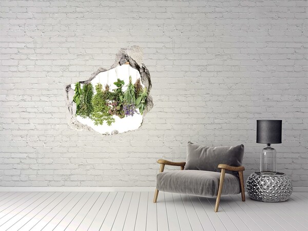 3D wall hole wallpaper Herb garden in the wall
