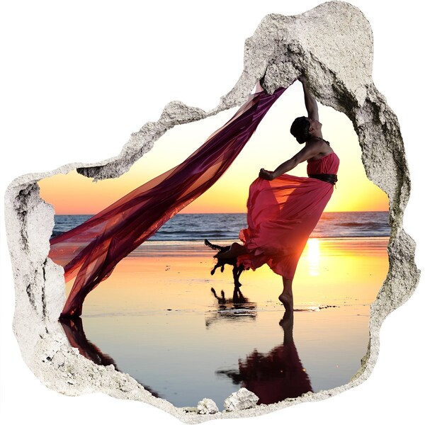Hole in the wall sticker Dancing on the beach at sunset