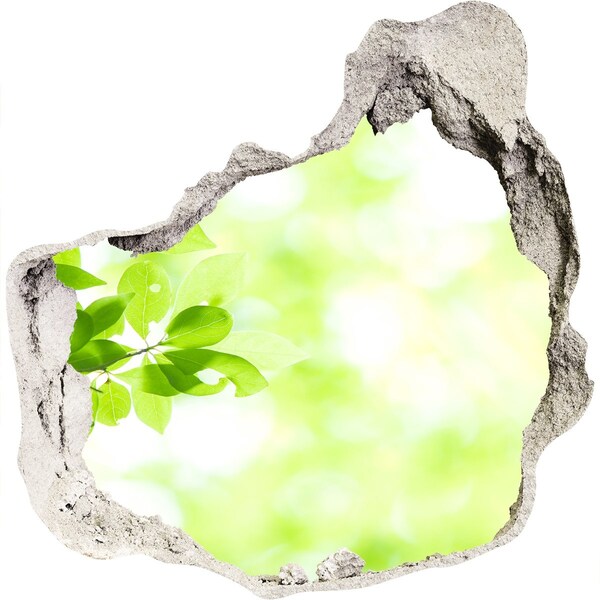 3D wall hole wallpaper Green paradise behind the wall