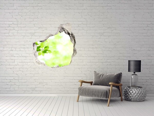 3D wall hole wallpaper Green paradise behind the wall