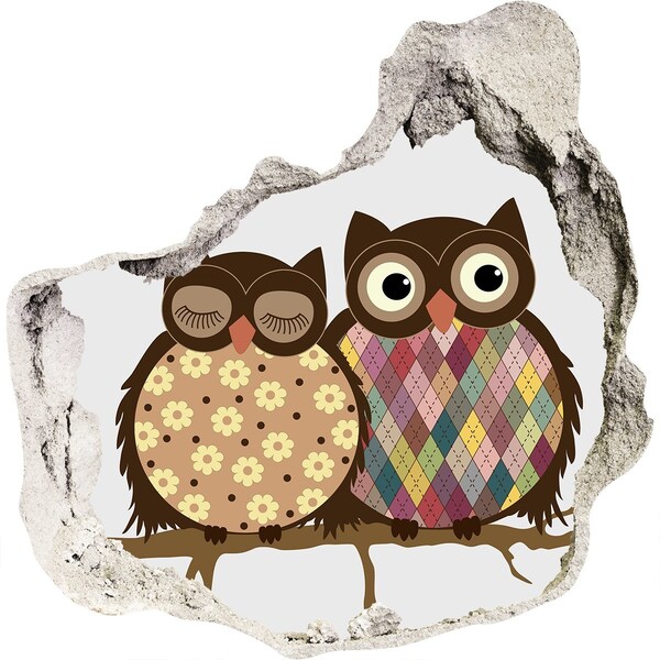 Hole wall sticker Owls on a branch