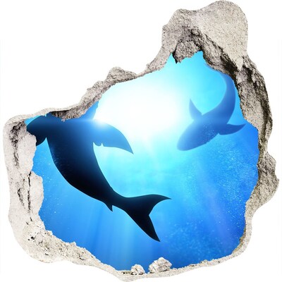 Hole in the wall sticker Two sharks