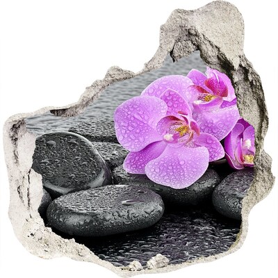 Hole wall sticker Stones orchids