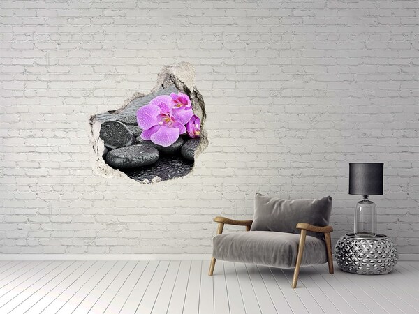 Hole wall sticker Stones orchids