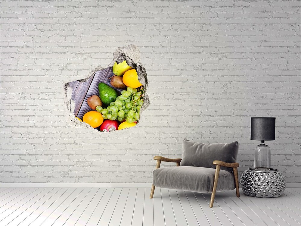 Hole in the wall decal Fruit on wood