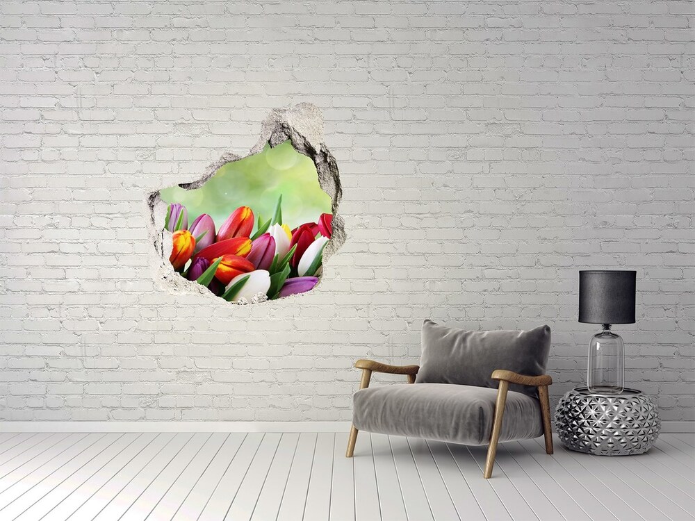 Hole in the wall decal Colorful tulips