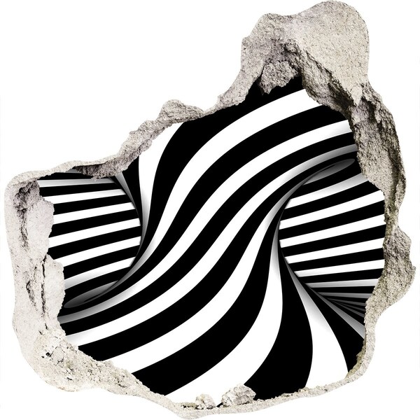 Hole in the wall decal Optical illusion in black and white