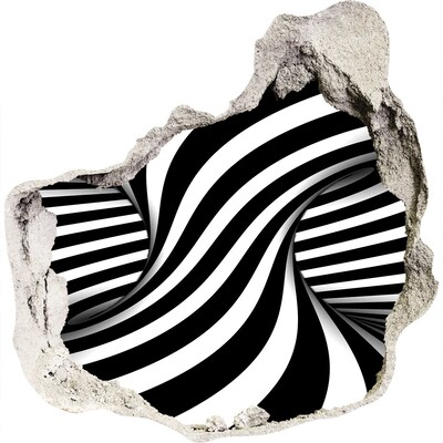 Hole in the wall decal Optical illusion in black and white