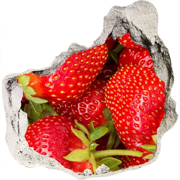 Hole in the wall sticker Juicy strawberries in concrete
