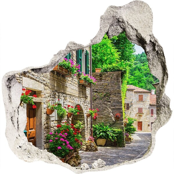 3D wall hole wallpaper A charming street in the town