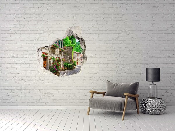 3D wall hole wallpaper A charming street in the town