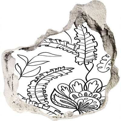 3D wall hole wallpaper Tropical vegetation in a hole in the wall