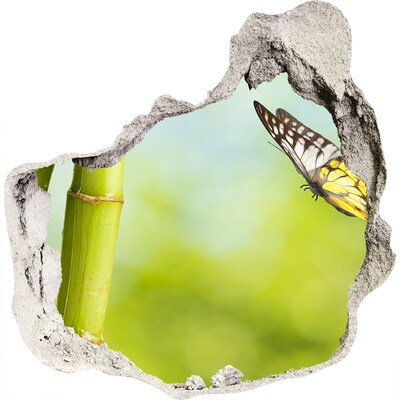 Hole in the wall decal Bamboo and butterfly