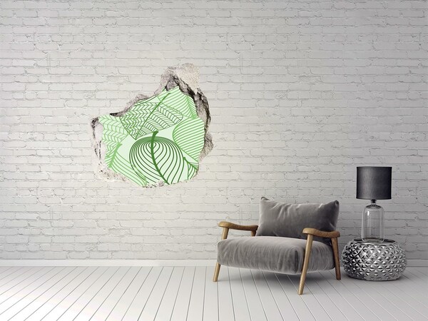 3D wall hole wallpaper A green paradise among the leaves