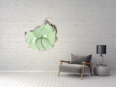 3D wall hole wallpaper A green paradise among the leaves