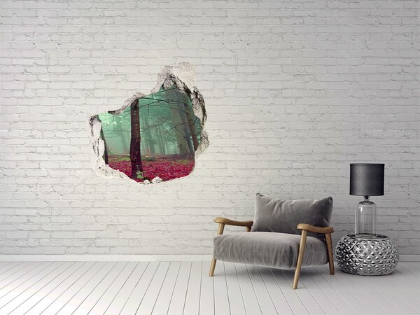 Hole wall sticker Enchanted Forest in the Fog