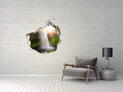Hole in the wall sticker A waterfall in a green landscape