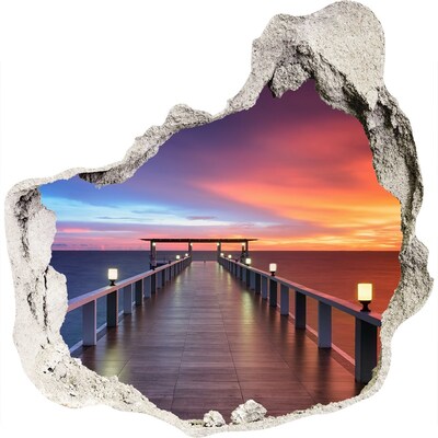 Hole wall sticker Sunset over the pier