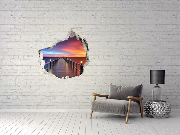 Hole wall sticker Sunset over the pier
