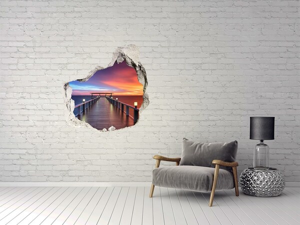 Hole wall sticker Wooden bridge