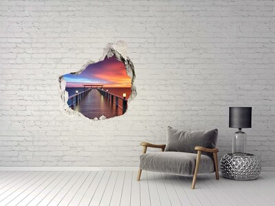 Hole wall sticker Sunset over the pier