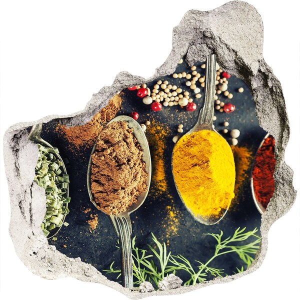 Hole in the wall decal Colorful spices in the kitchen