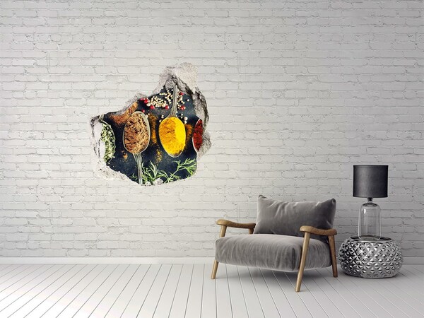 Hole in the wall decal Colorful spices in the kitchen