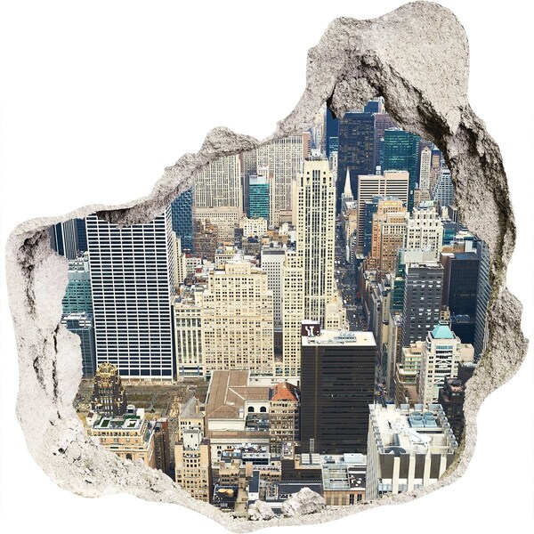 3D wall hole View of Manhattan