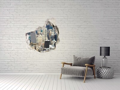 3D wall hole View of Manhattan
