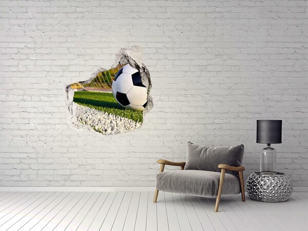 Hole wall sticker Football in action