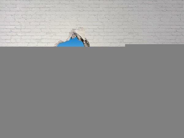 Hole wall sticker Green meadow under a blue sky