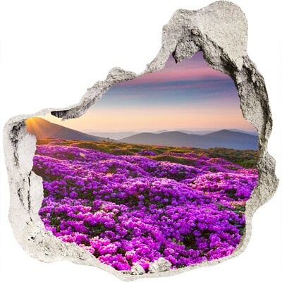 Hole wall sticker Floral landscape in the mountains