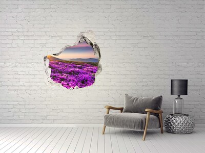 Hole wall sticker Floral landscape in the mountains