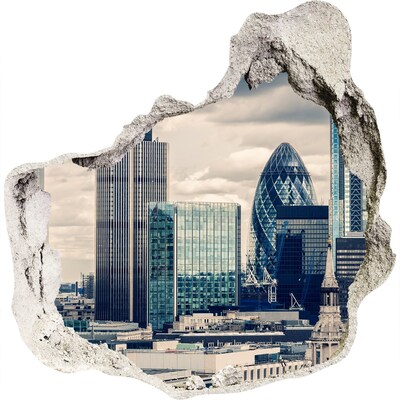 3D wall hole View of the modern city