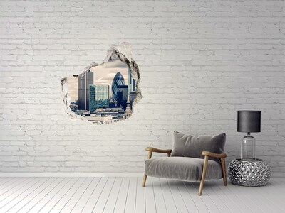 3D wall hole View of the modern city