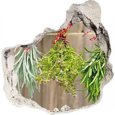 3D wall hole wallpaper Herbs on a string