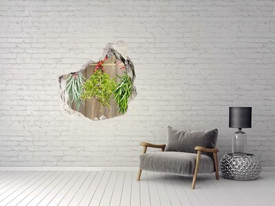 3D wall hole wallpaper Herbs on a string