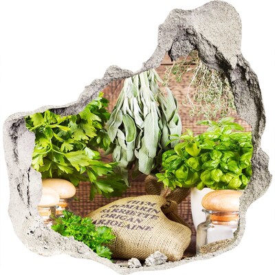 3D wall hole Green kitchen with herbs