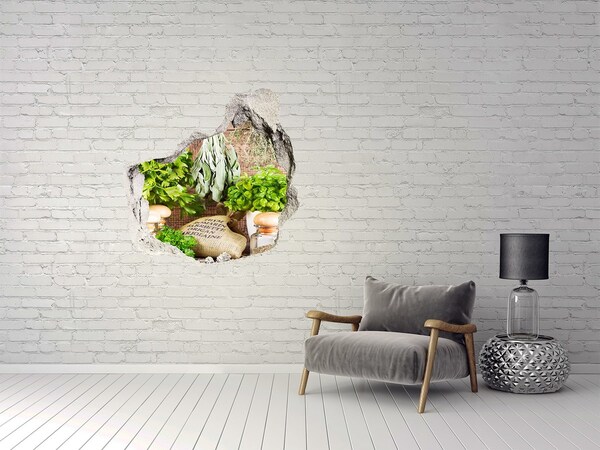 3D wall hole Green kitchen with herbs