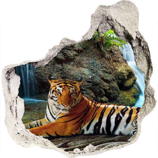 Hole in the wall sticker Tiger in the wild jungle